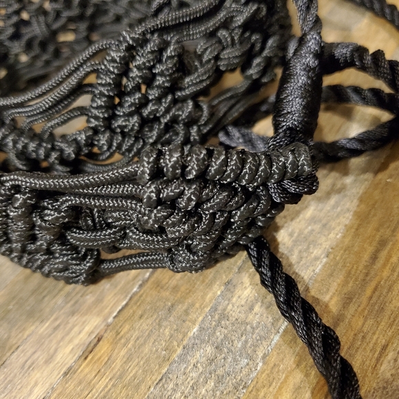 Braided black tie belt with tassels - Picture 5 of 5